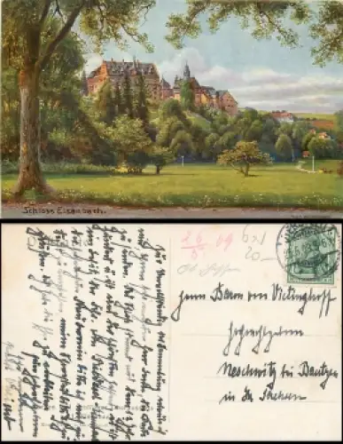 36341 Lauterbach Hessen Schloss Eisenbach Künstlerkarte Lanzendorf o 25.5.1909