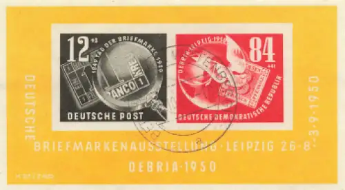 DDR Block 7 o DEBRIA Tagesstempel Wittenberg 1950