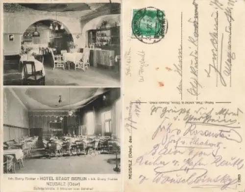 Neusalz Oder Schlesien Hotel Stadt Berlin Nowa Sol o 1927