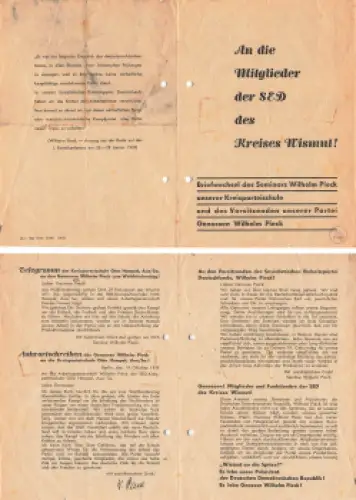 An die Mitglieder der SED das Kreises Wismut Aue 1949 A5 4 Seiten