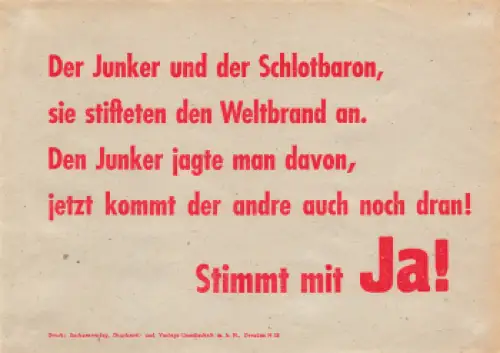 Wahlwerbung zum Volksentscheid 1946 Enteignung in der SBZ A5