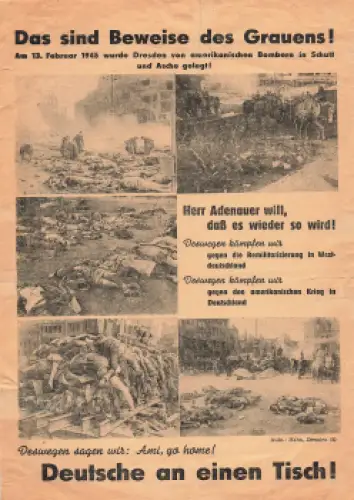 Antikriegsplakat Zerstörung Dresdens SBZ Propaganda 1946 A4