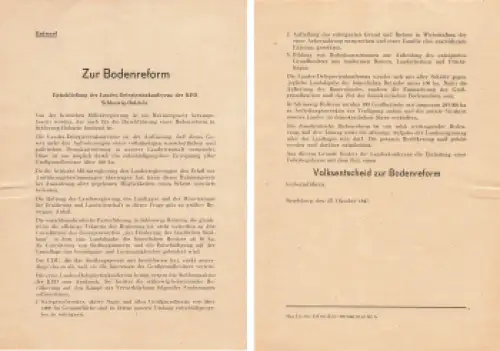 KPD Schleswig-Holstein Landesdelegierten-Konferenz Bodenreform Rendsburg 1947