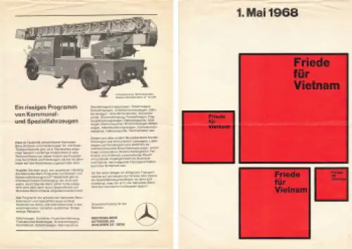 Mercedes-Benz Kommunal Fahrzeuge Handzettel auf Mai Plakat 1968 Schlieren Schweiz