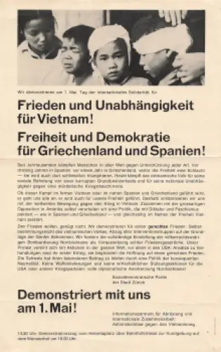 SP Zürich Anti Vietnamkriegs Plakat um 1970 ca A4
