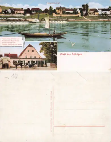Söbrigen Dresden Gasthof Sängerhiem Eduard Hähnel mit Elbdampfschiff Kronprinz * um 1910