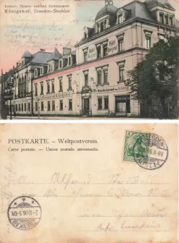 Strehlen Dresden Hotel Königshof Wein Restaurant A. Scheip o 1906
