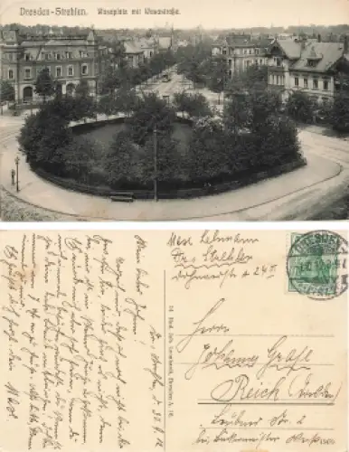 Strehlen Dresden Wasaplatz mit Wasastrasse o 1912