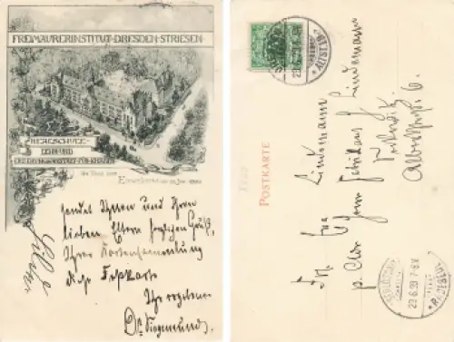 Striesen Dresden Freimaurerinstitut Realschule vom Tag der Einweihung 29.6.1899