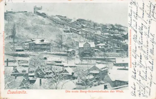 Loschwitz Dresden Winteransicht die erste Bergschwebebahn der Welt o 1902