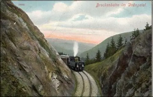 38875 Brockenbahn im Drägental Künstlerkarte * ca. 1920