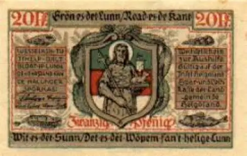 27498 Insel Helgoland Städtenotgeld 20 Pfennige Ritter, 1921