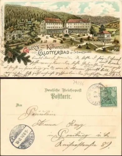 79286 Glotterbad Schwarzwald Litho o 5.9.1901