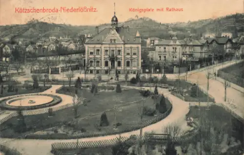 01445 Kötzschenbroda Radebeul Niederlößnitz Königsplatz mit Rathaus o 1912