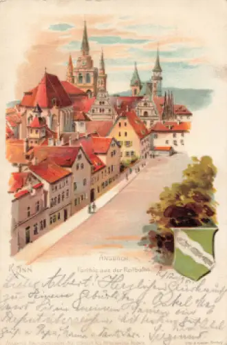 91522 Ansbach Reitbahn Künstlerkarte K. Zinn Litho o 2.12.1901