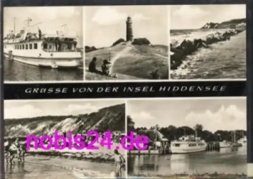 18565 Insel Hiddensee Mehrbildkarte Schiff Leuchtturm o 1975