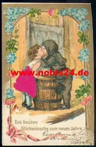 Schornsteinfeger Prägekarte Stoffablikation gebr. ca. 1905