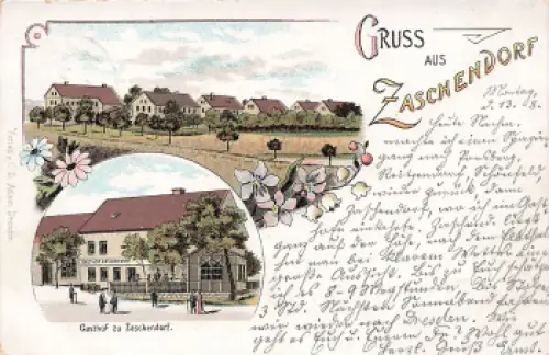 Zaschendorf Dresden Gasthof Litho o 1900