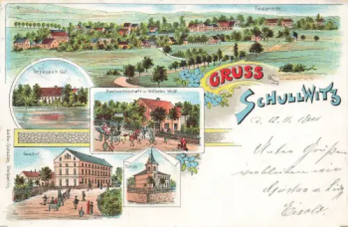 Schullwitz Schönfeld Weißig Dresden Gasthof Litho o 1900