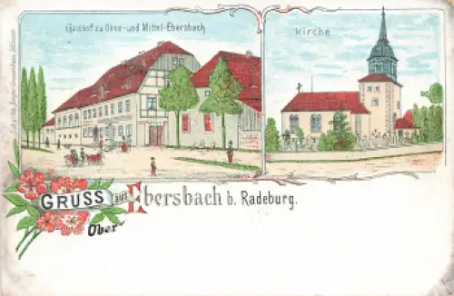 01561 Ober Ebersbach Gasthof Litho * um  1890
