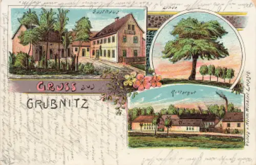 01594 Grubnitz Stauchitz Gasthaus Litho o 1900