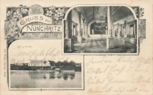 01612 Nünchritz Elbe Restaurant mit Elbdampfer Bohemia o 1908