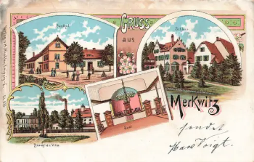 04425 Merkwitz Taucha Brauerei und Gasthof Litho o  1900