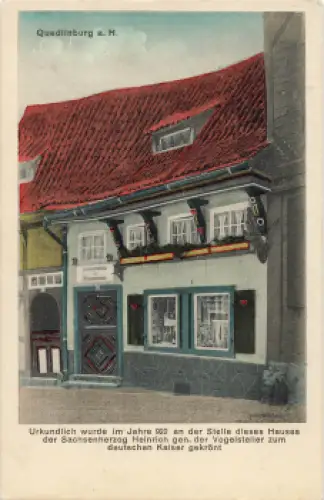 06484 Quedlinburg Geschäftshaus Krönungsstelle Herzog Heinrichs * um 1920