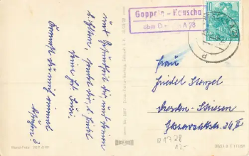 01728 Goppeln-Kauscha Landpoststempel o 1959 auf Neujahrskarte