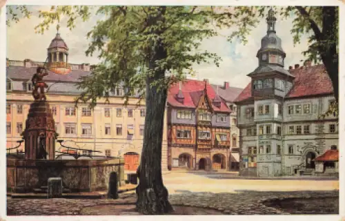 Eisenach Marktplatz Künstlerkarte K. Lindegreen * um 1915
