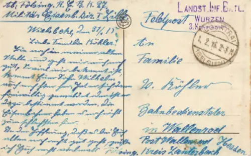 Wurzen 1.WK Landsturm Infanterie Bat 3. Kompagnie  1916 auf AK Ypres