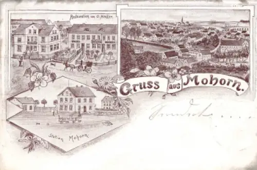 01723 Mohorn Wilsdruff Restaurant O. Henker Bahnhof Litho o 1903