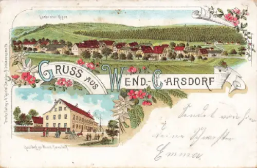 01734 Wendisch Carsdorf Rabenau Gasthof Litho o 1902