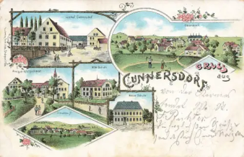 01768 Cunnersdorf Glashütte Sachsen Litho o um 1900