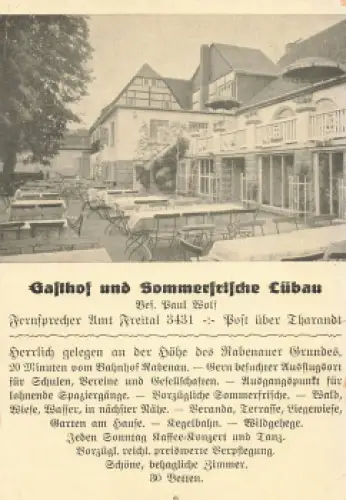 01734 Lübau Rabenau Sachsen Gasthof Paul Wolf * um 1930