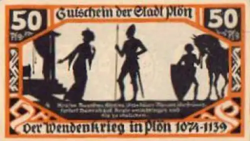 24306 Plön Städtenotgeld 50 Pfennige Wendenkrieg Nr. 4 1921