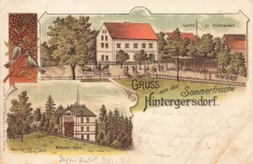 01737 Hintergersdorf Kurort Hartha Tharandt Gasthof Litho o 1900
