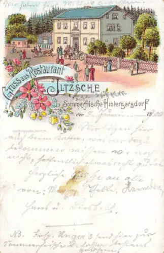 01737 Hintergersdorf Kurort Hartha Tharandt Restaurant Jltzsche Litho o 1900