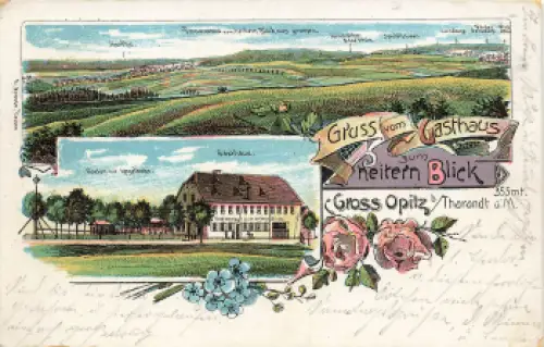 01737 Großopitz Tharandt Gasthaus zum Heiteren Blick Litho o 1905