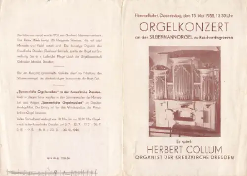 01768 Reinhardsgrimma Glashütte Orgelkonzert Silbermannorgel 1958