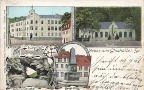 01768 Glashütte Sachsen Schule Turnhalle Ochsenkopf o 1904