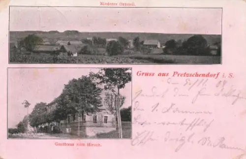 01774 Pretzschendorf Gasthaus zum Hirsch Bahnpost Frauenstein-Klingenberg-Colmitz Zug 2931 o 1904
