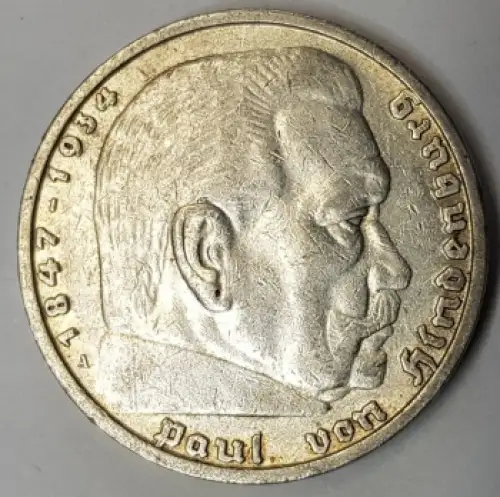 Jäger 0360 - 5 Reichsmark 1935 A Hindenburg Silbermünze