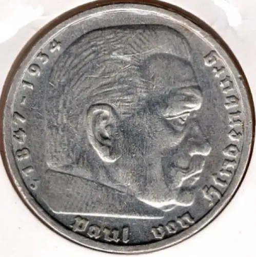 Jaeger 0360 - 5 Reichsmark 1935 J Hindenburg Silbermünze Deutsches Reich