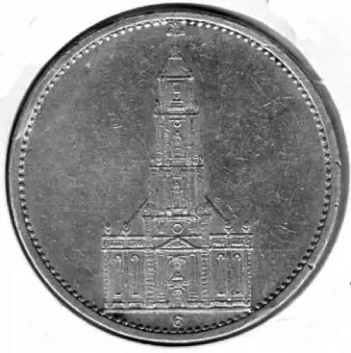 Jäger 0357 - 5 Reichsmark 1934 G Garnisonskirche Silbermünze Deutsches Reich