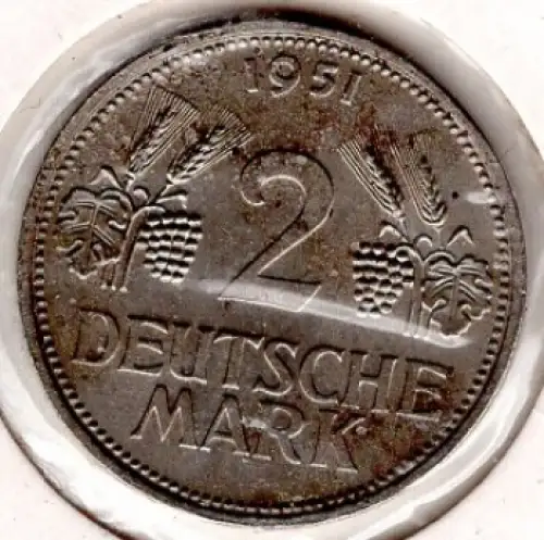 2 D-Mark 1951 D BRD Jäger 386