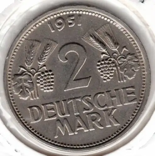 2 D-Mark 1951 G BRD Jäger 386