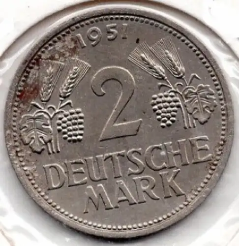 2 D-Mark 1951 F BRD Jäger 386