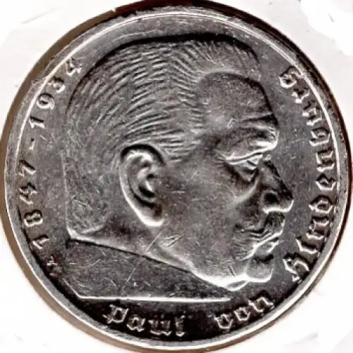 Jäger 0367 - 5 Reichsmark 1938 A Hindenburg Hakenkreuz Silbermünze