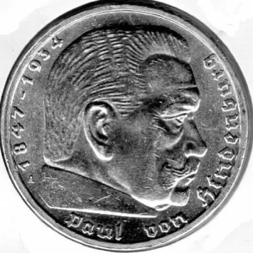Jäger 0367 - 5 Reichsmark 1939 A Hindenburg Hakenkreuz Silbermünze